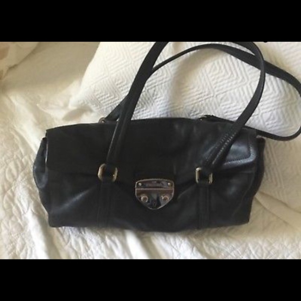 PRADA Vitello Black Leather Push lock Satchel